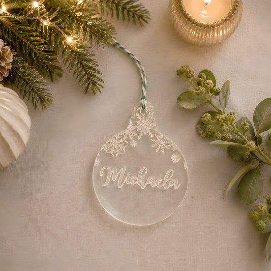 Personalized Clear Acrylic Snow Bauble