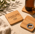 Logo Engraved Coaster with Bottle Opener; Corporate Gifts for Companies