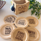 Personalized Beer Coaster Set with Wooden Holder – 6 Piece