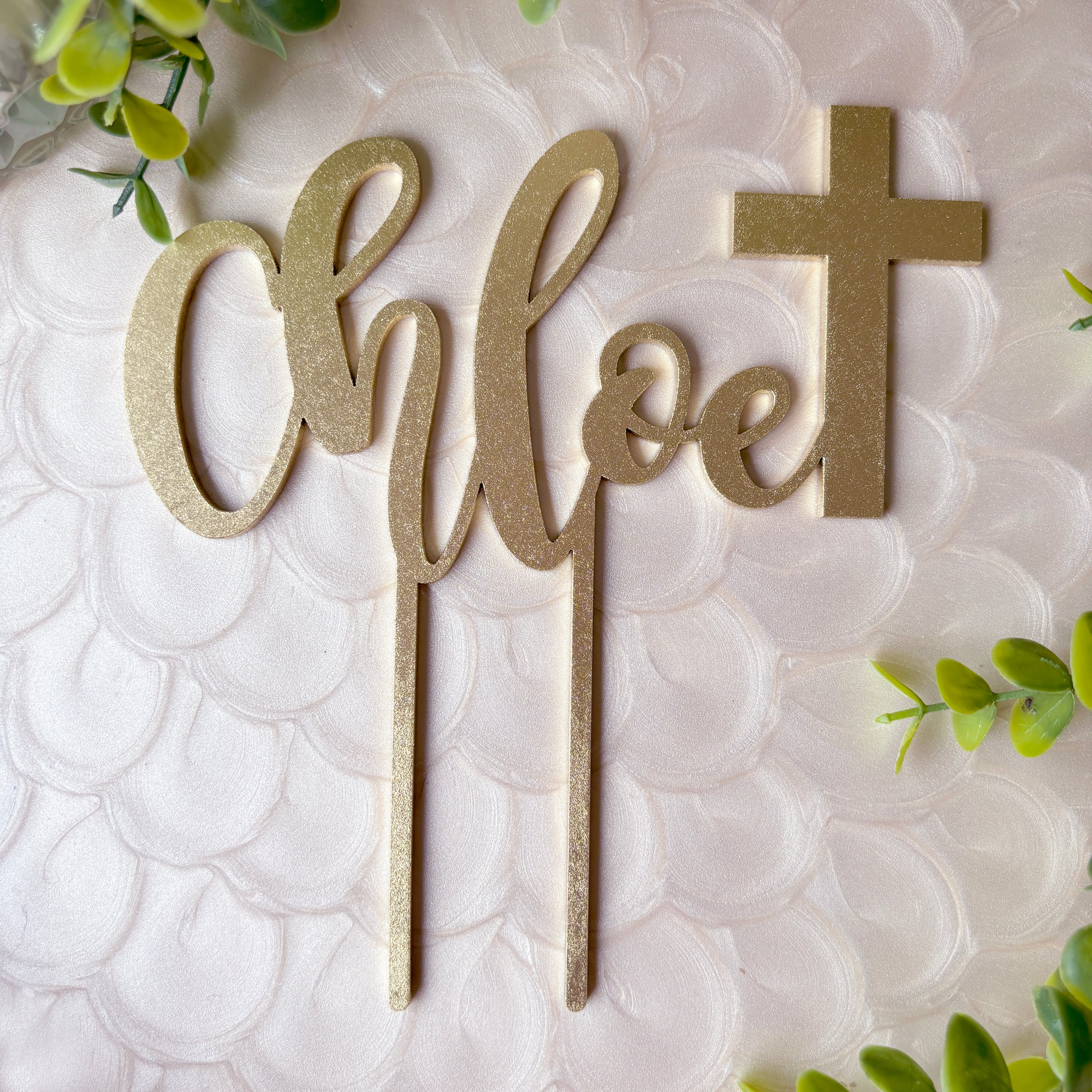 Personalized Christening Cake Topper