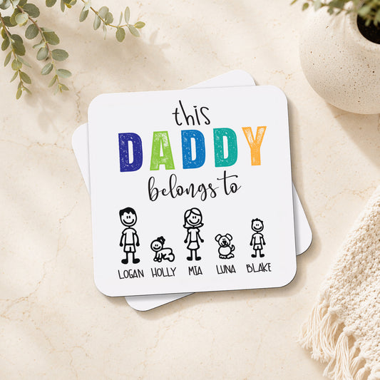 Personalized "This Daddy Belongs To" Coaster