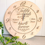Personalised Daddy Wooden Clock with Baby Foot or Handprints