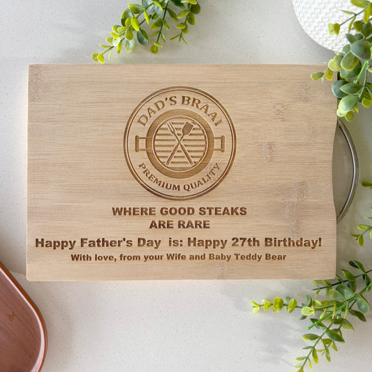 Dad's Braai personalised engraved cutting board