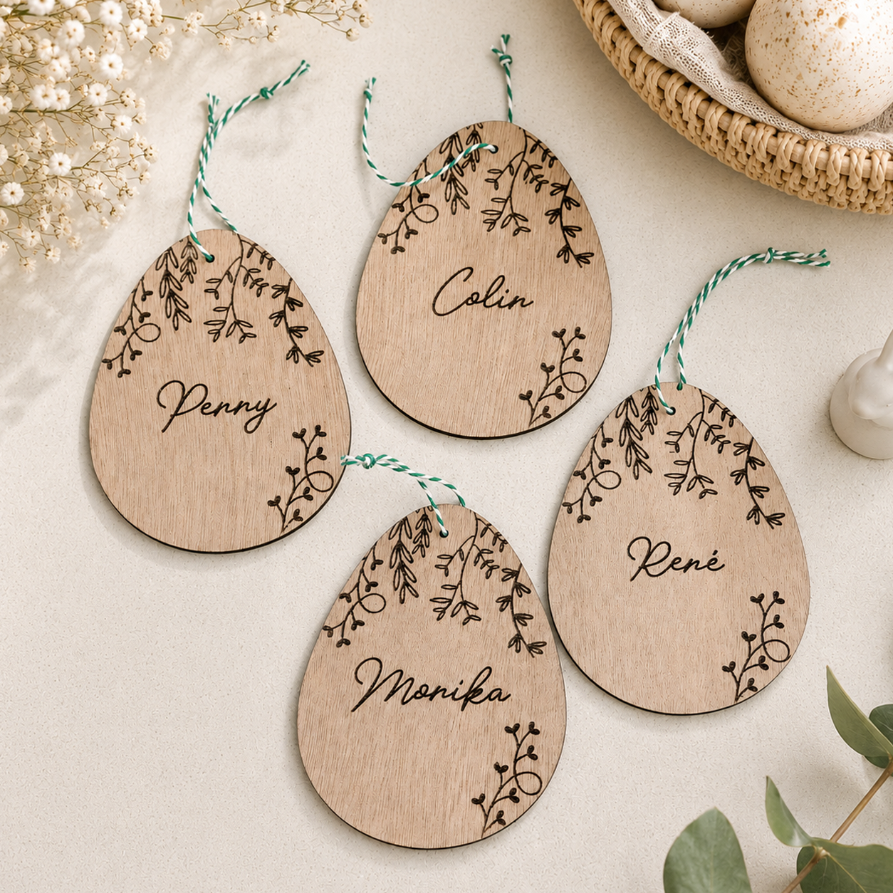Personalised Engraved Wooden Easter Eggs; Easter decor