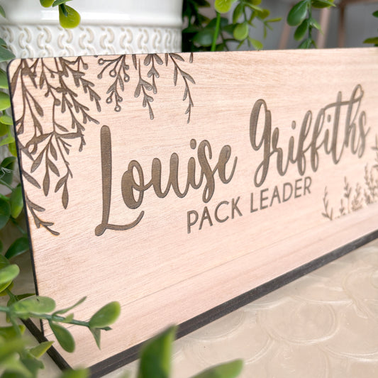 Personalized Engraved Wooden Desk Sign