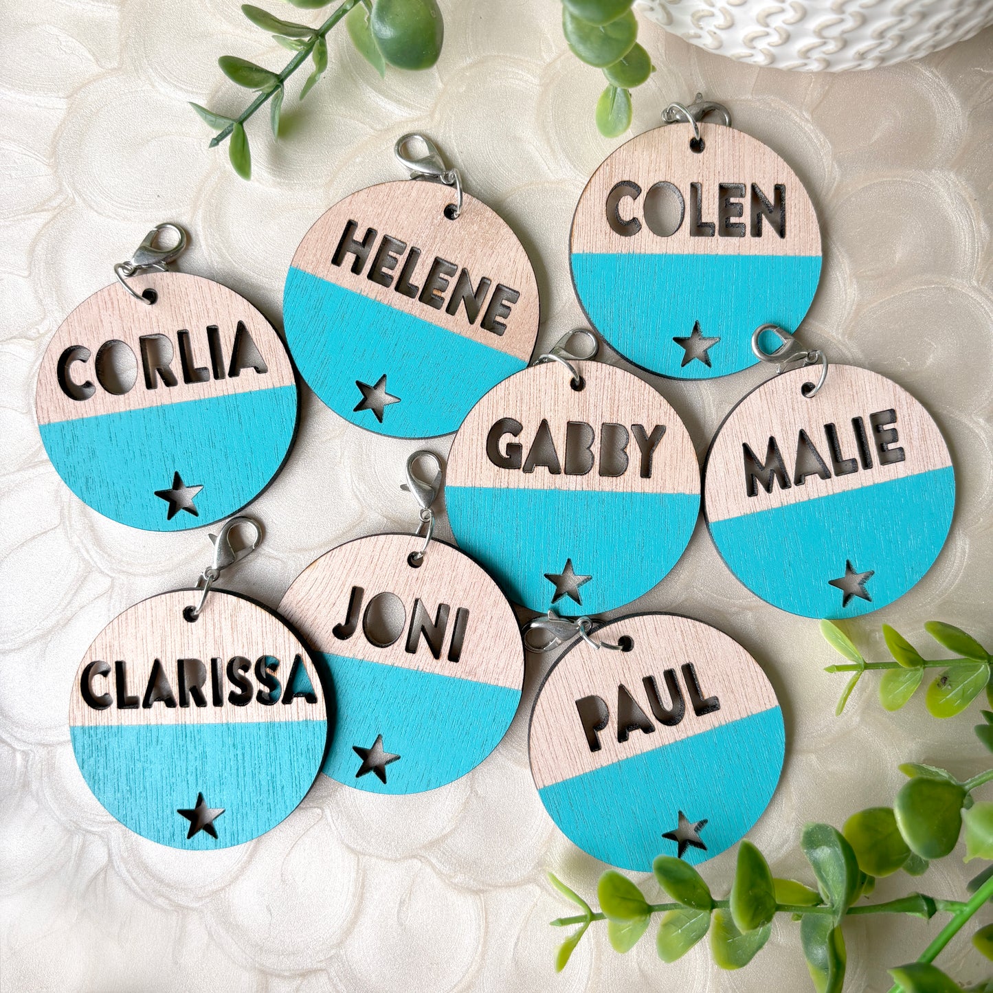 Dipped Wooden Bag Tags Personalized with any name