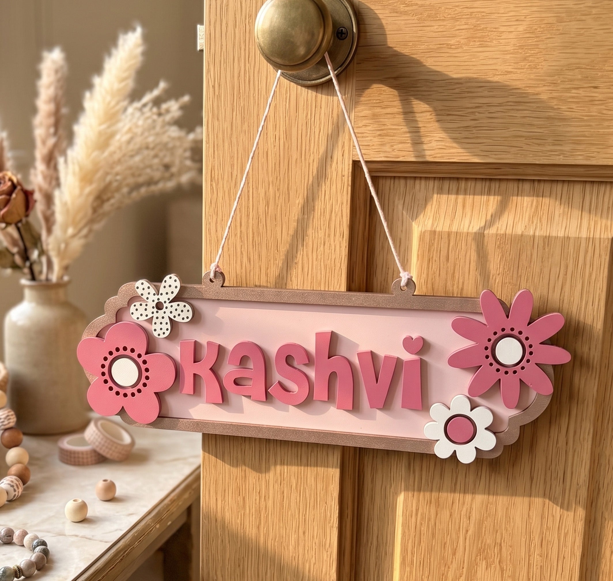 Flower themed personalised Door Hanger