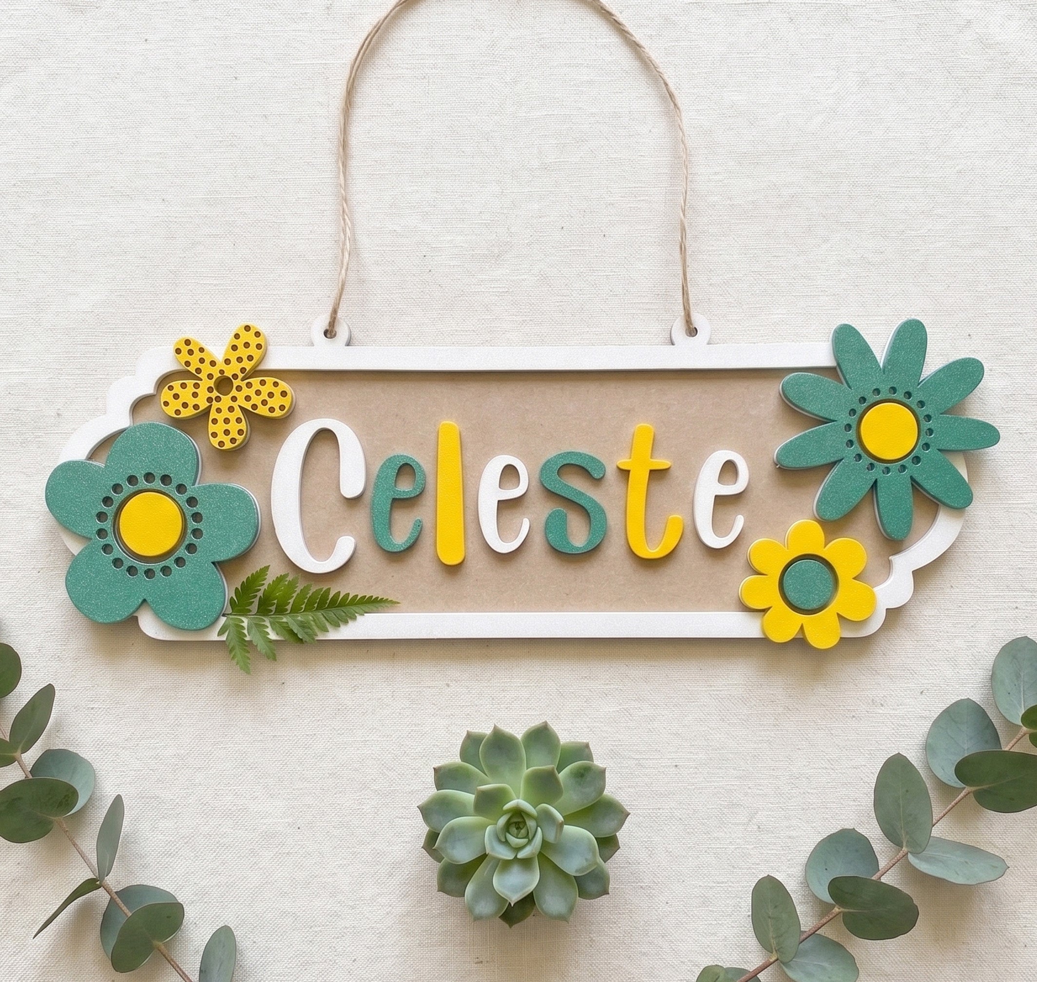 Flower themed personalised Door Hanger