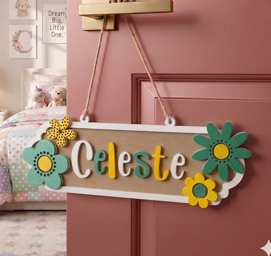 Flower themed personalised Door Hanger