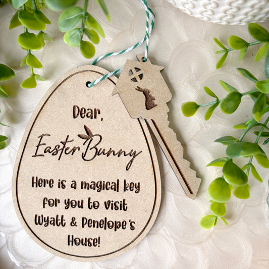 Personalised Wooden Easter egg with key; Easter decor