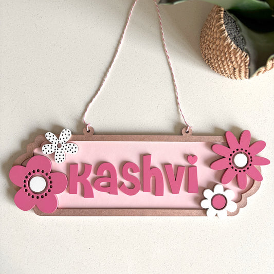 Flower themed personalised Door Hanger