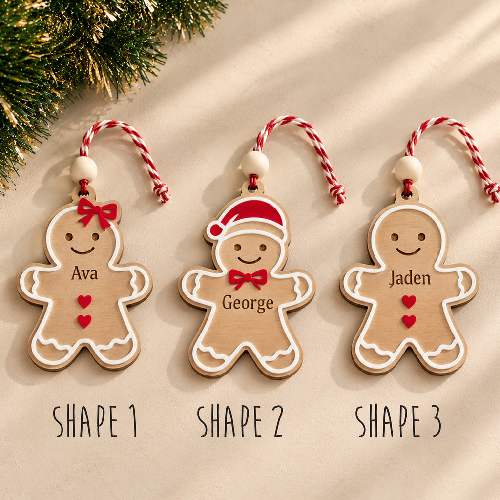 Personalised Wooden Gingerbread Christmas Tree Decorations