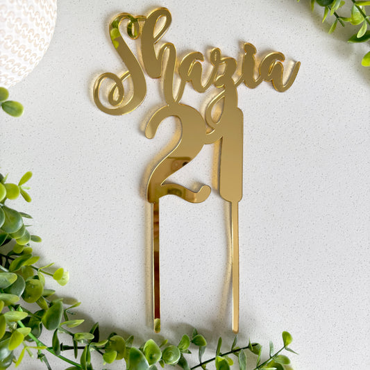 Gold Mirror personalised name topper