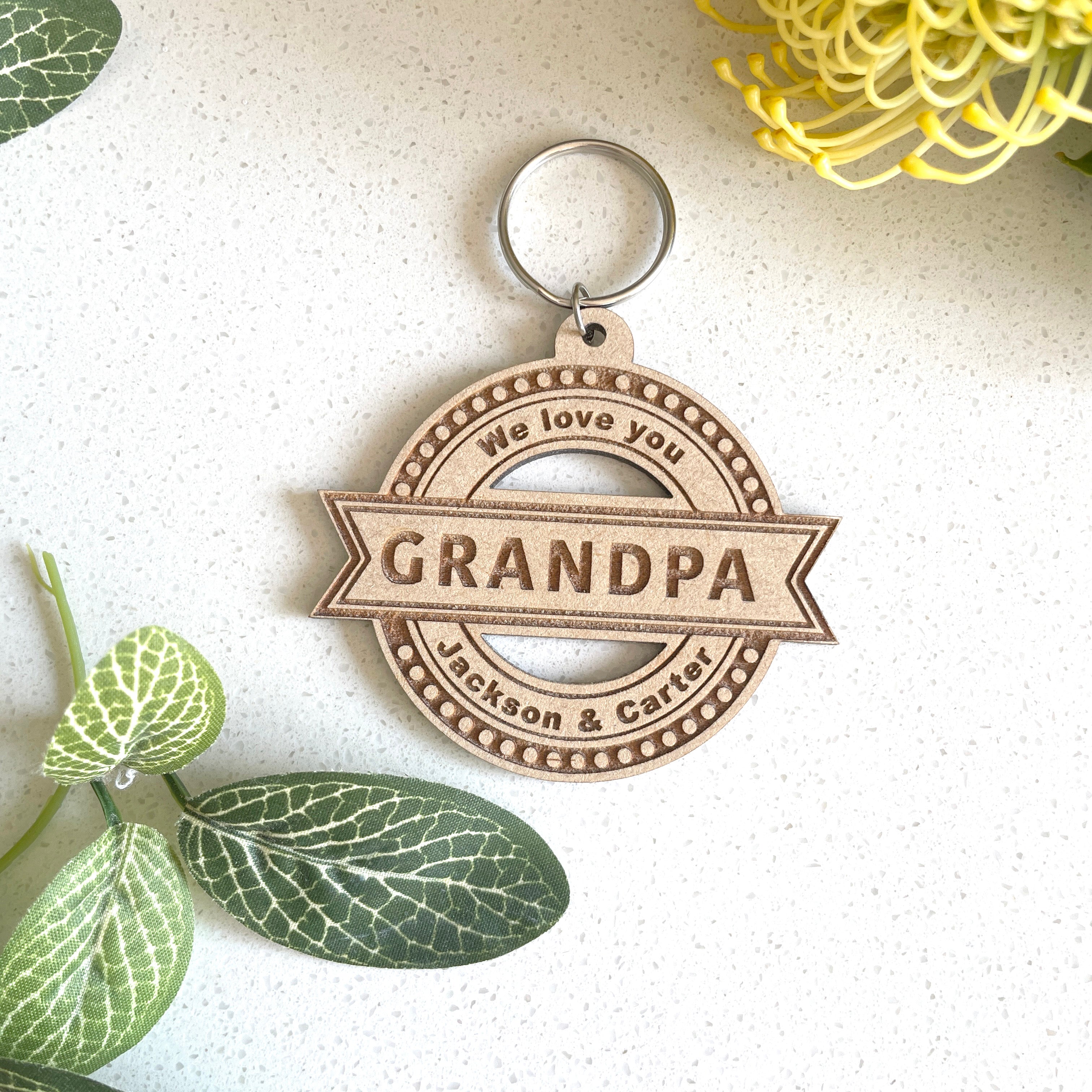 Wooden personalised keyring for Dad or Grandpa