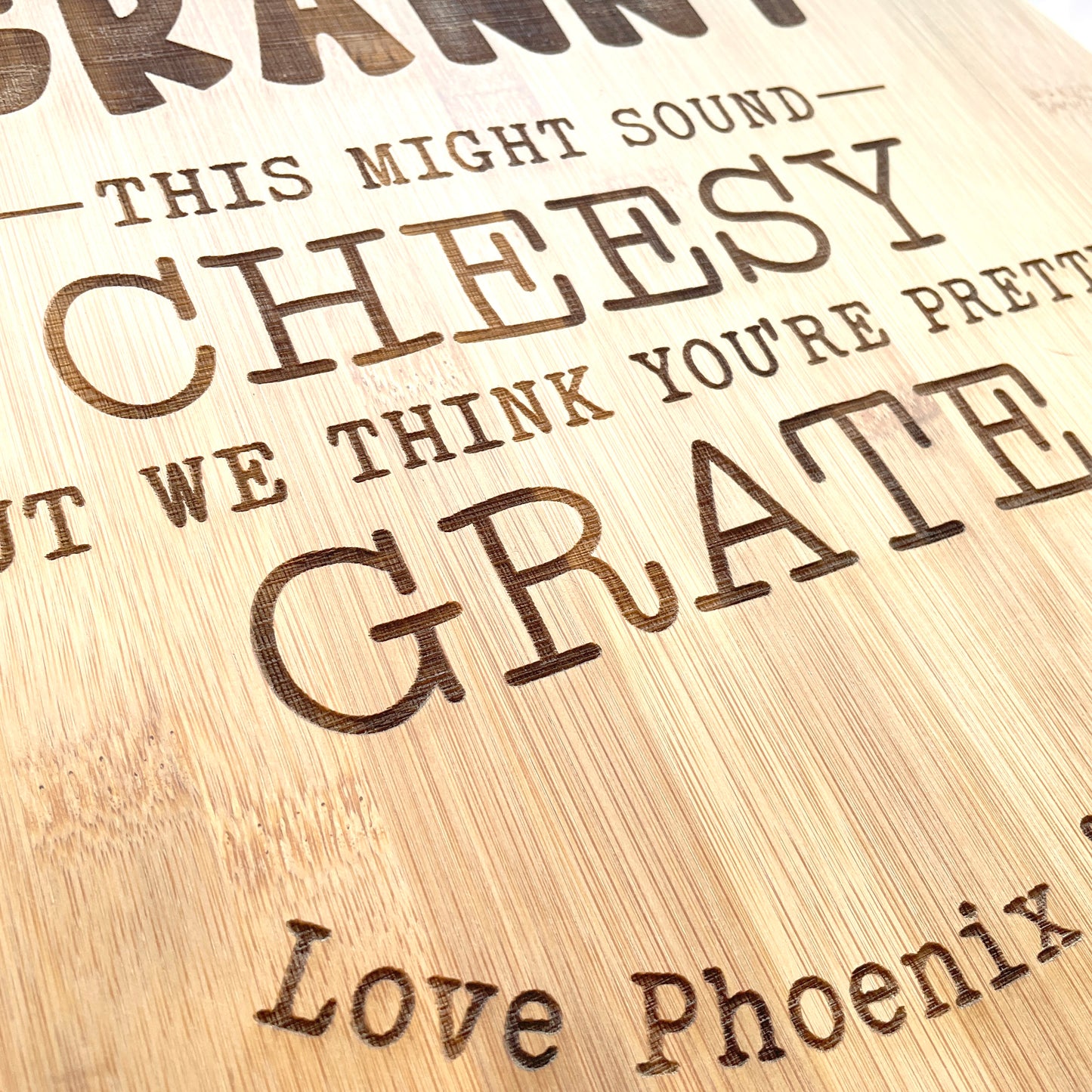 "This Might Sound Cheesy" Personalised Engraved Round Cheese Board