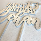 Personalised Wooden “Happy Birthday” Cake Topper with Age & Name