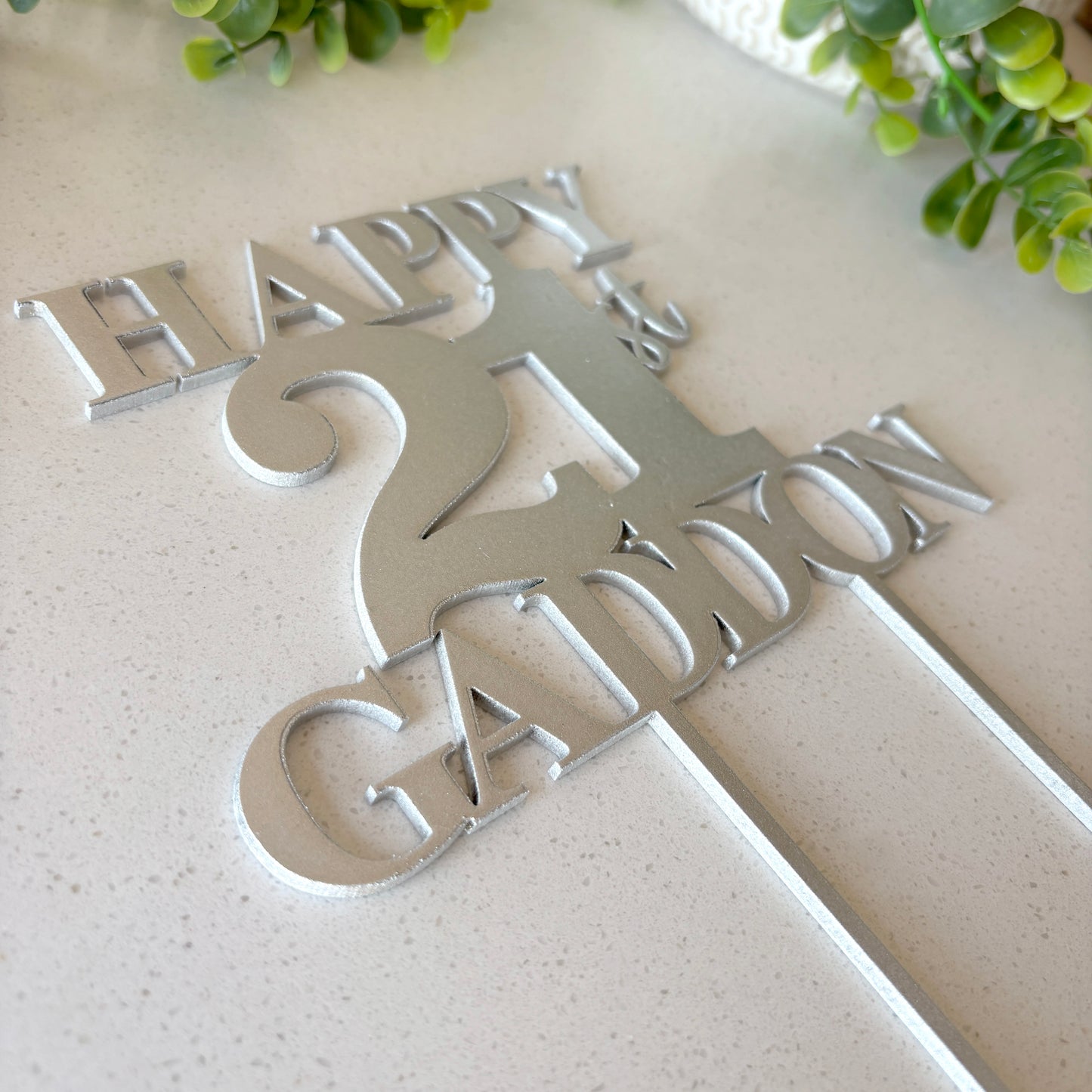 Personalized Wooden Cake Topper – “Happy” with Any Name & Number