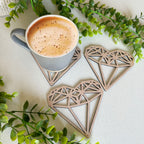 Lasercut Wooden Heart Coasters
