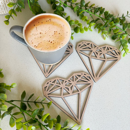 Lasercut Wooden Heart Coasters