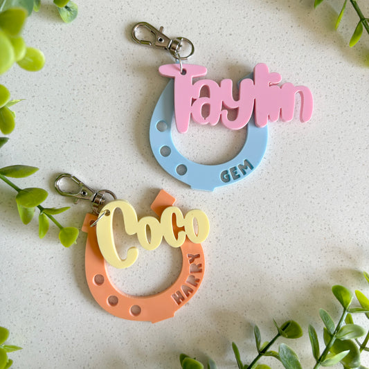 Personalized Name and Horse Shoe acrylic keyring