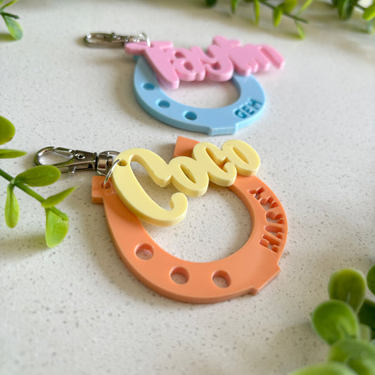 Personalized Name and Horse Shoe acrylic keyring