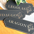 Personalized Horse Name Sign, Equestrian Stable Plaque - Black