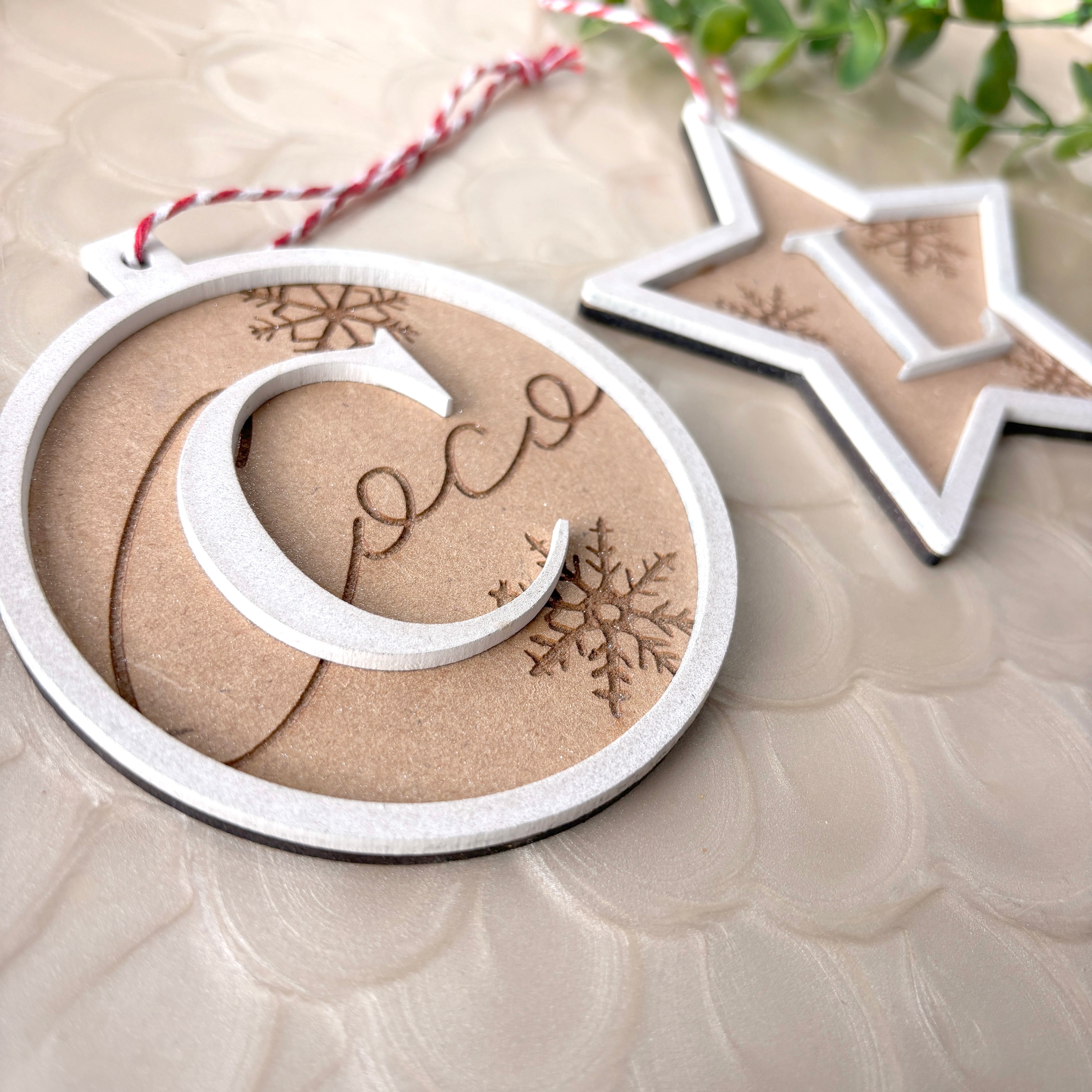 Star-Shaped Personalized Wooden Christmas Decoration With Any Personalized Initial