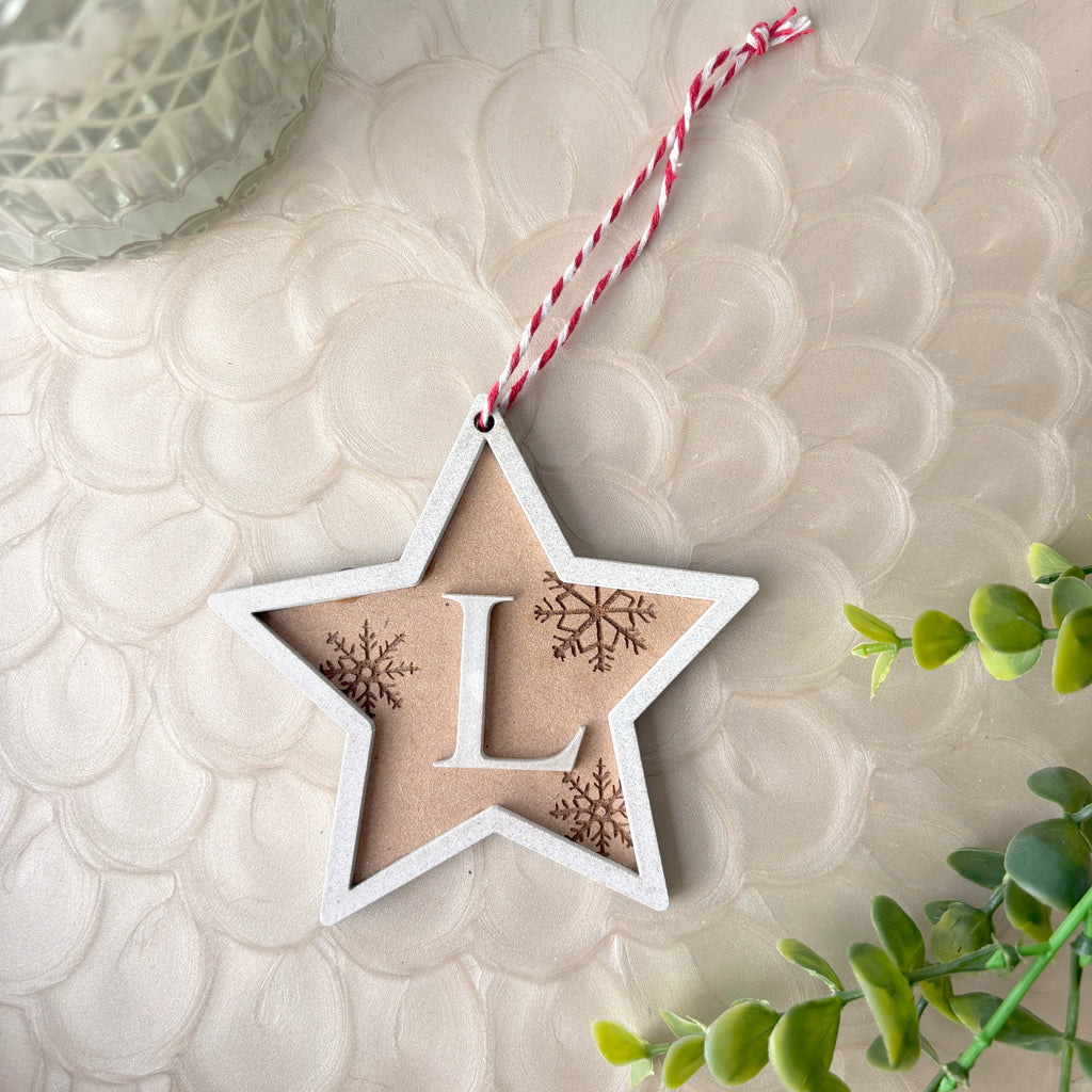 Star-Shaped Personalized Wooden Christmas Decoration With Any Personalized Initial