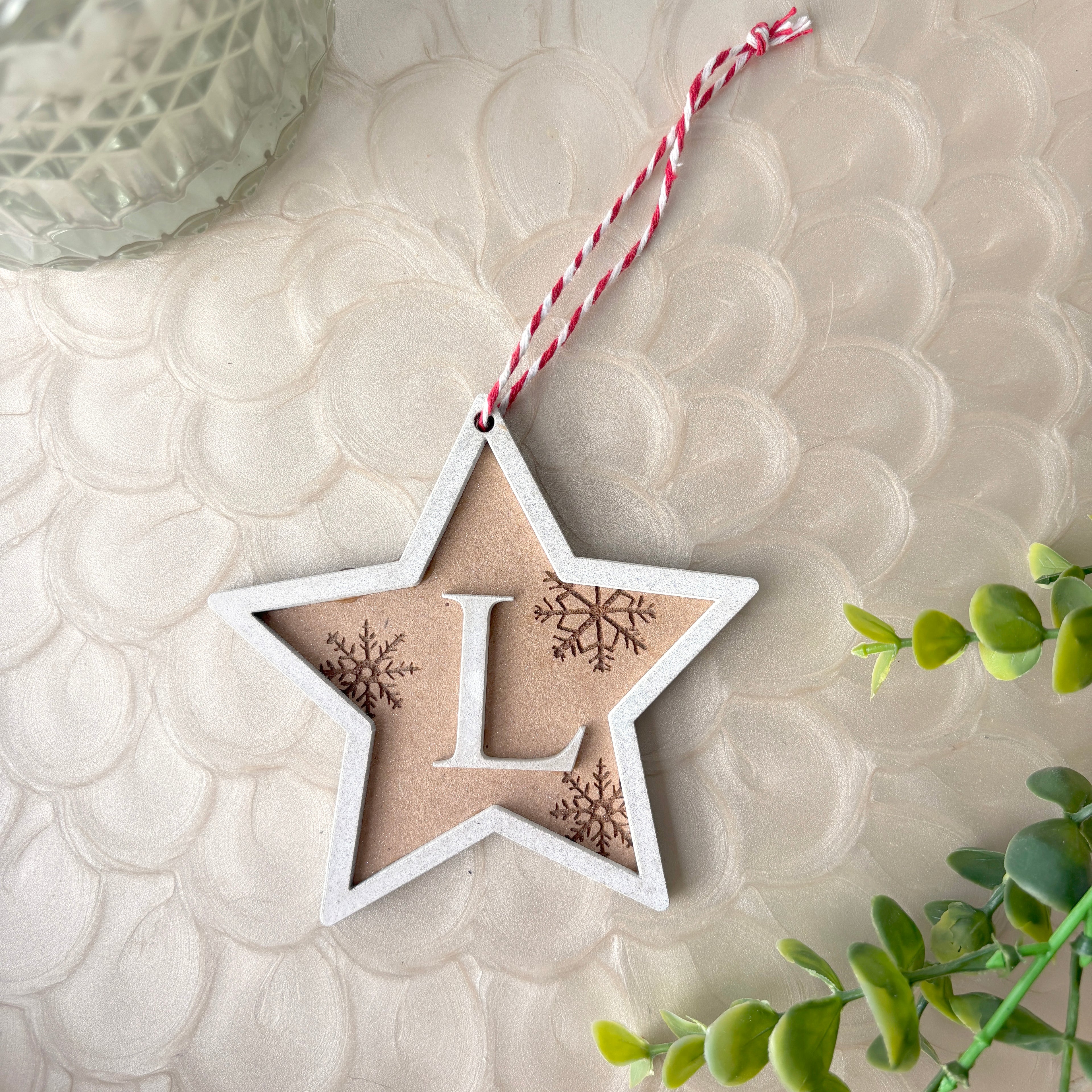 Star-Shaped Personalized Wooden Christmas Decoration With Any Personalized Initial