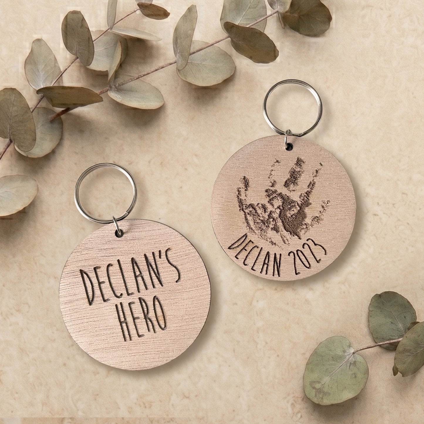 Hand Print or Foot Print Engraved Personalised Keyring