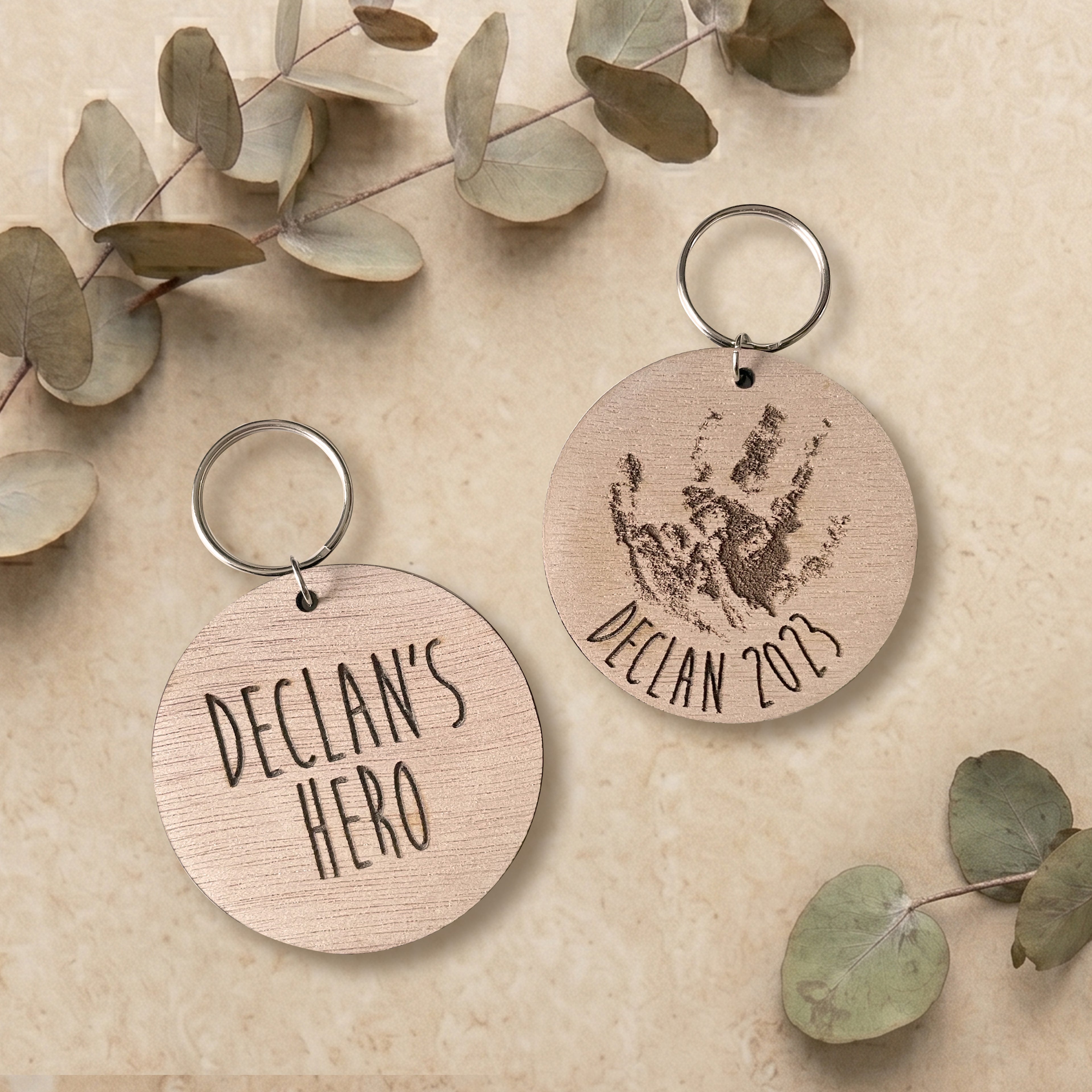 Hand Print or Foot Print Engraved Personalised Keyring