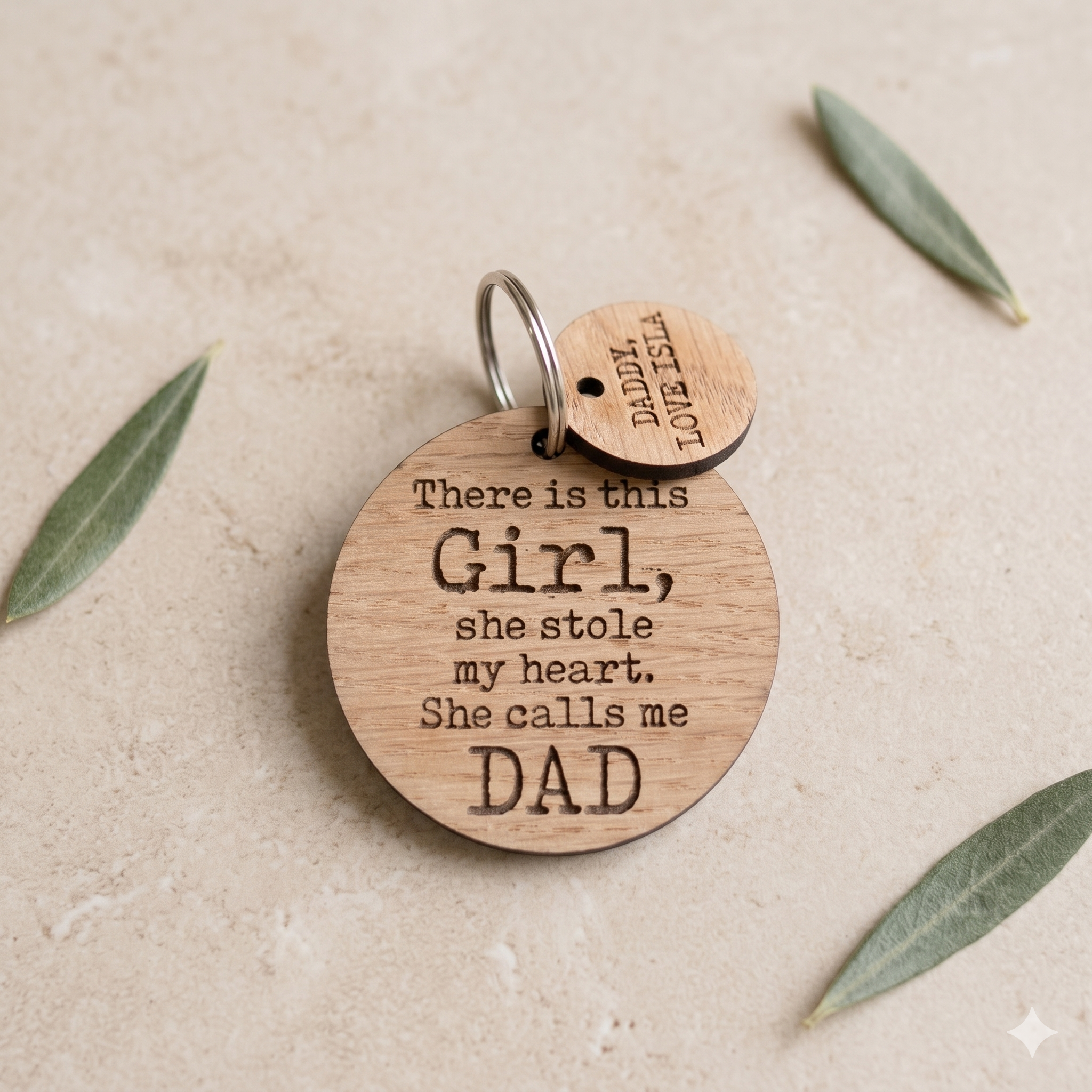 Personalized "She Calls Me Dad" Wooden Keychain | Custom Father's Day Gift