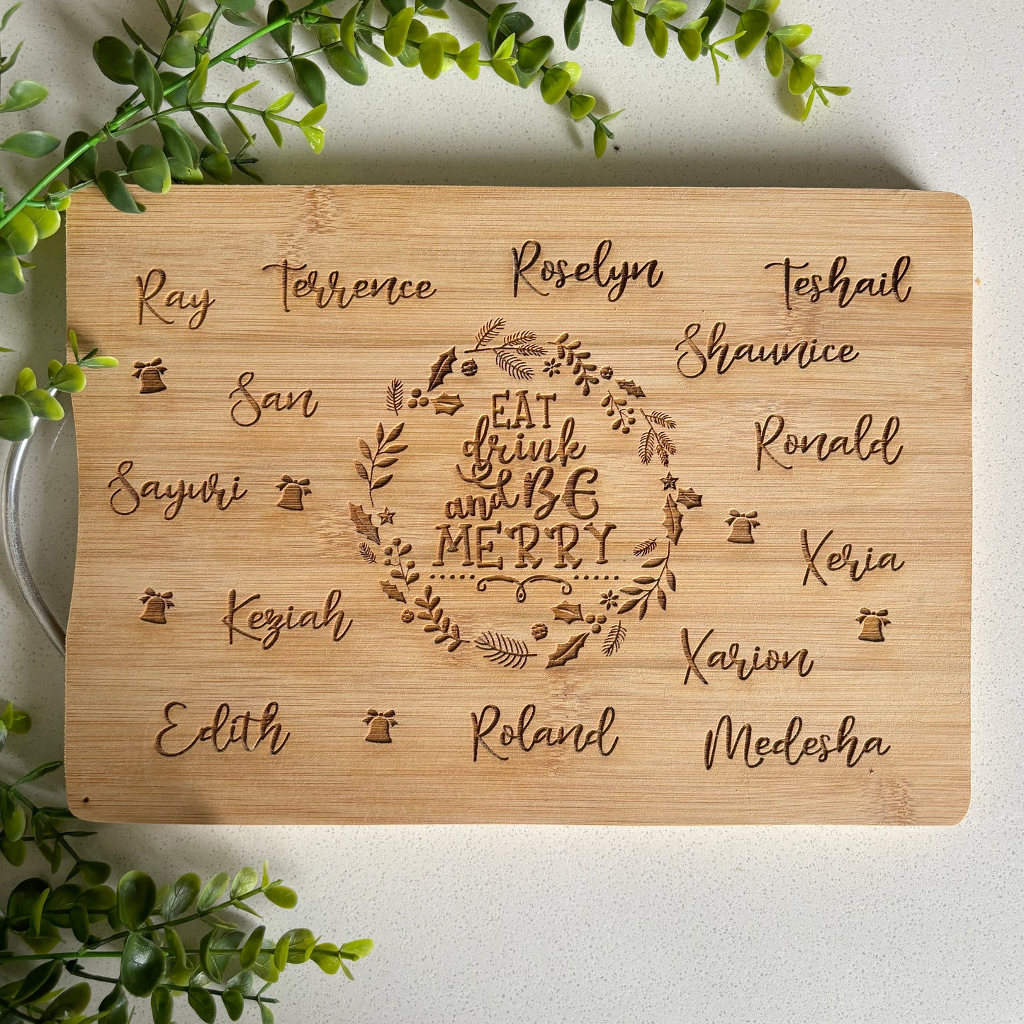 Personalized Cutting Board with family names; Christmas Decor