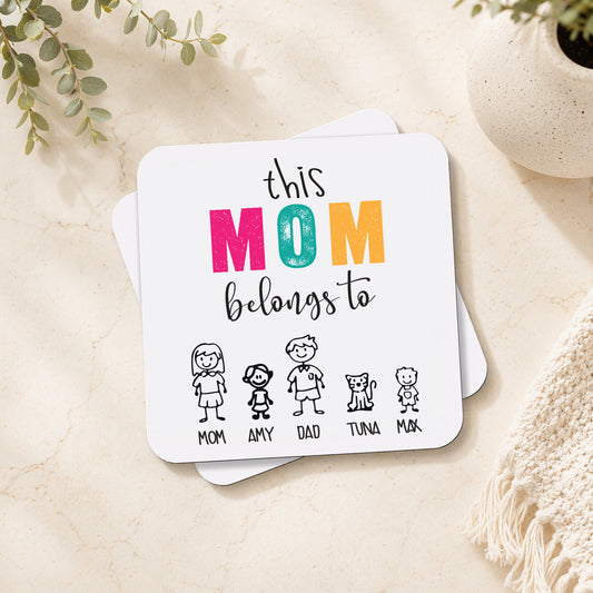 Personalized "This Mommy Belongs To" Coaster