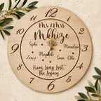 Engraved personalised Family Clock