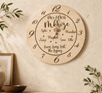 Engraved personalised Family Clock