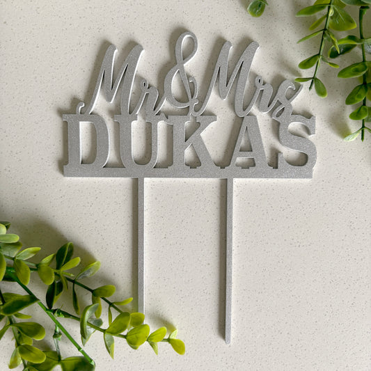 Mr & Mrs Personalized Cake Topper