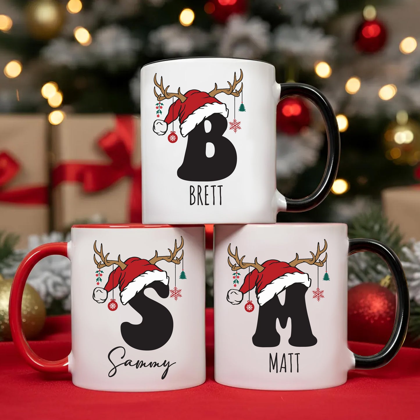 Personalised Santa Hat Letter Mug