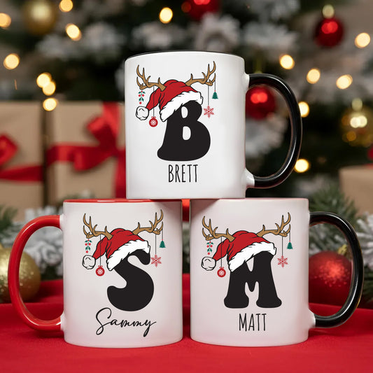 Personalised Santa Hat Letter Mug