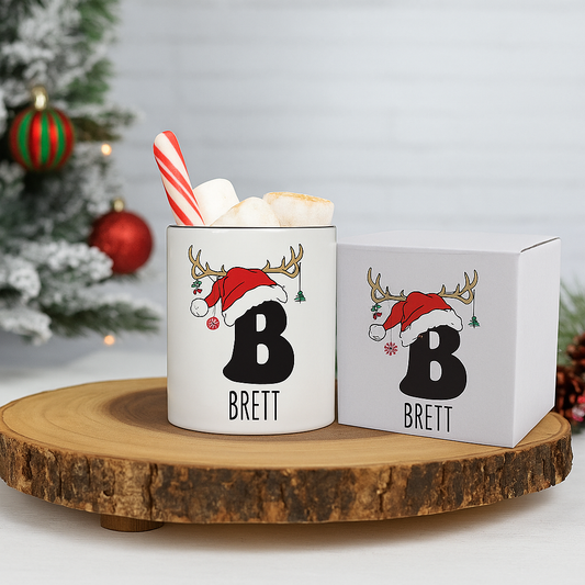 Personalised Santa Hat Letter Mug