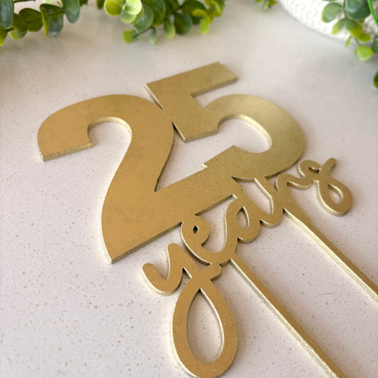 Personalized Wooden Cake Topper – Any Number with the word “Years”