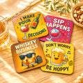 Funny Bar Coasters Set of 4 – Whiskey, Wine & Beer Designs