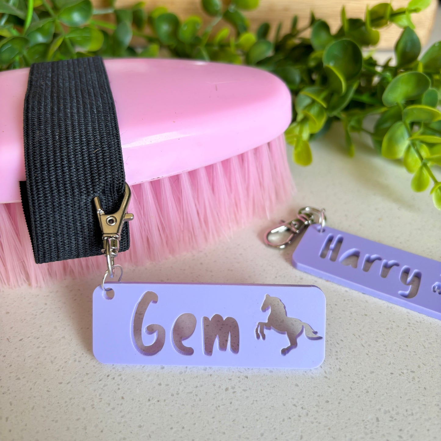 Perspex keyring personalised with any name and a horse shape cut out