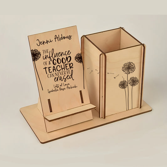 Personalized Wooden Teacher Pencil and phone Holder, Teacher Appreciation Gifts