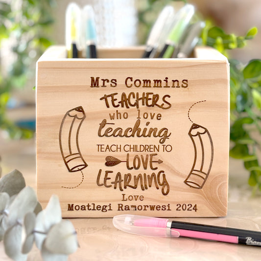 Personalized Wooden Teacher Pencil Holder, Teacher Appreciation Gifts