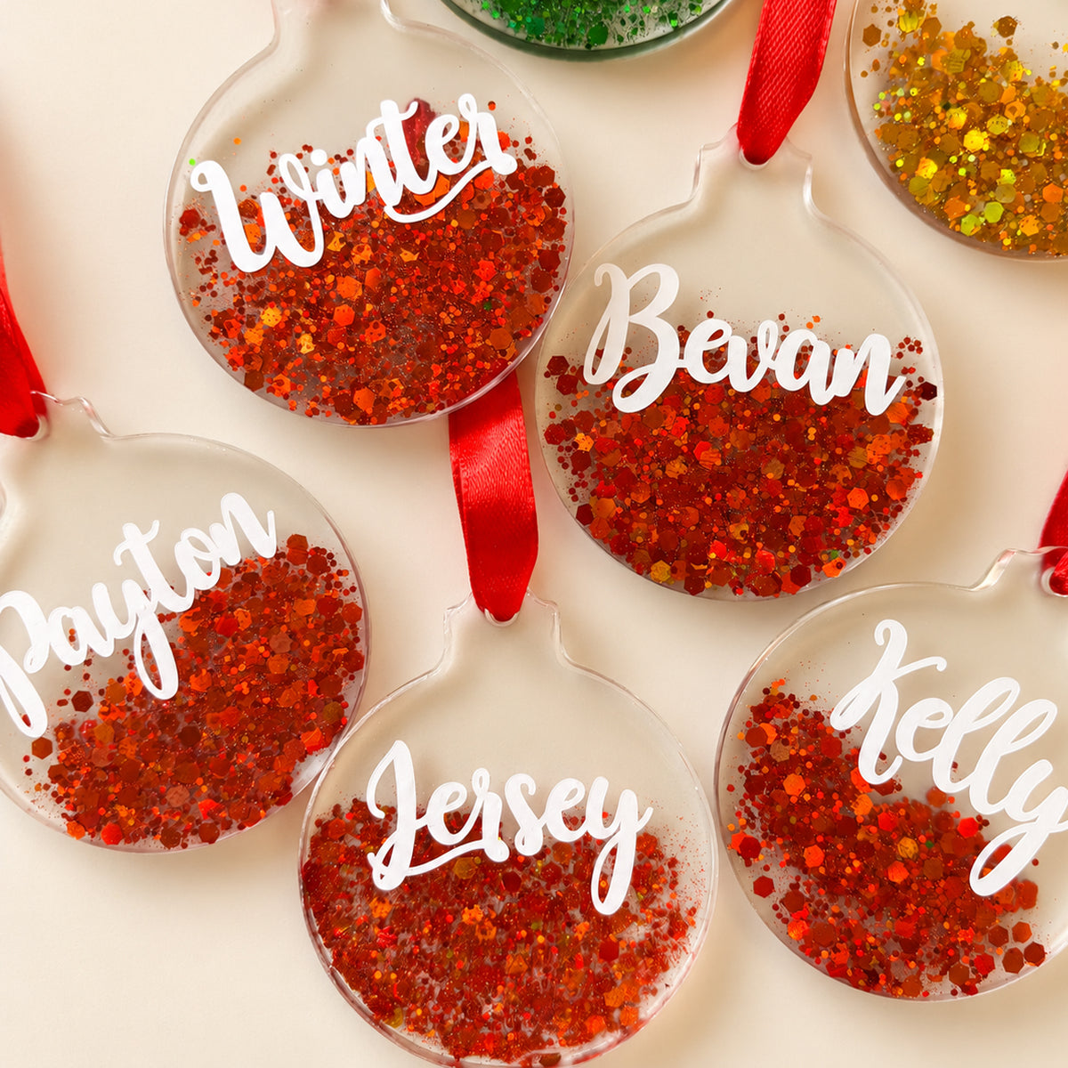 Clear Resin Personalised Christmas Baubles
