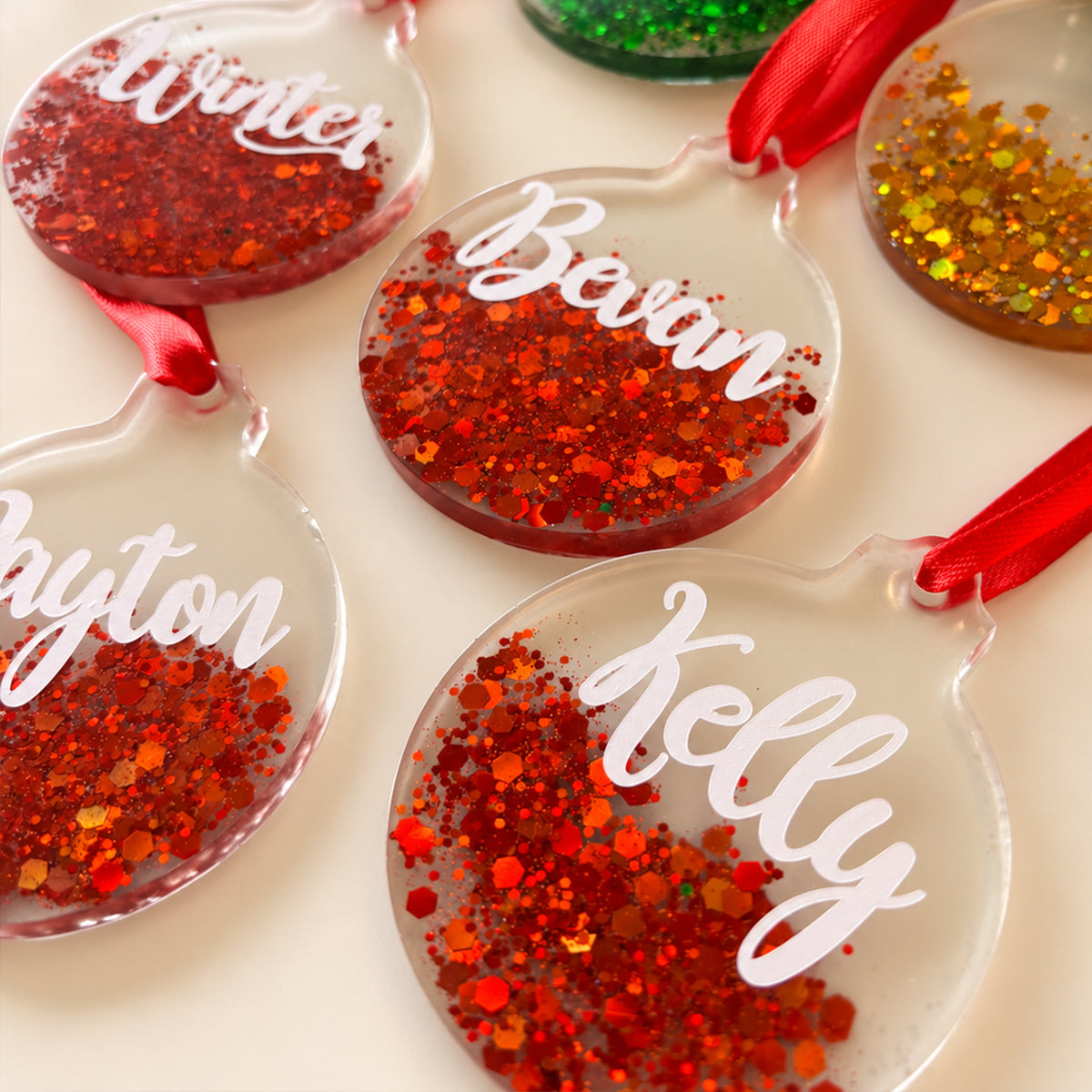 Clear Resin Personalised Christmas Baubles