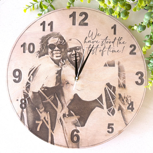 Personalised photo engraved clock