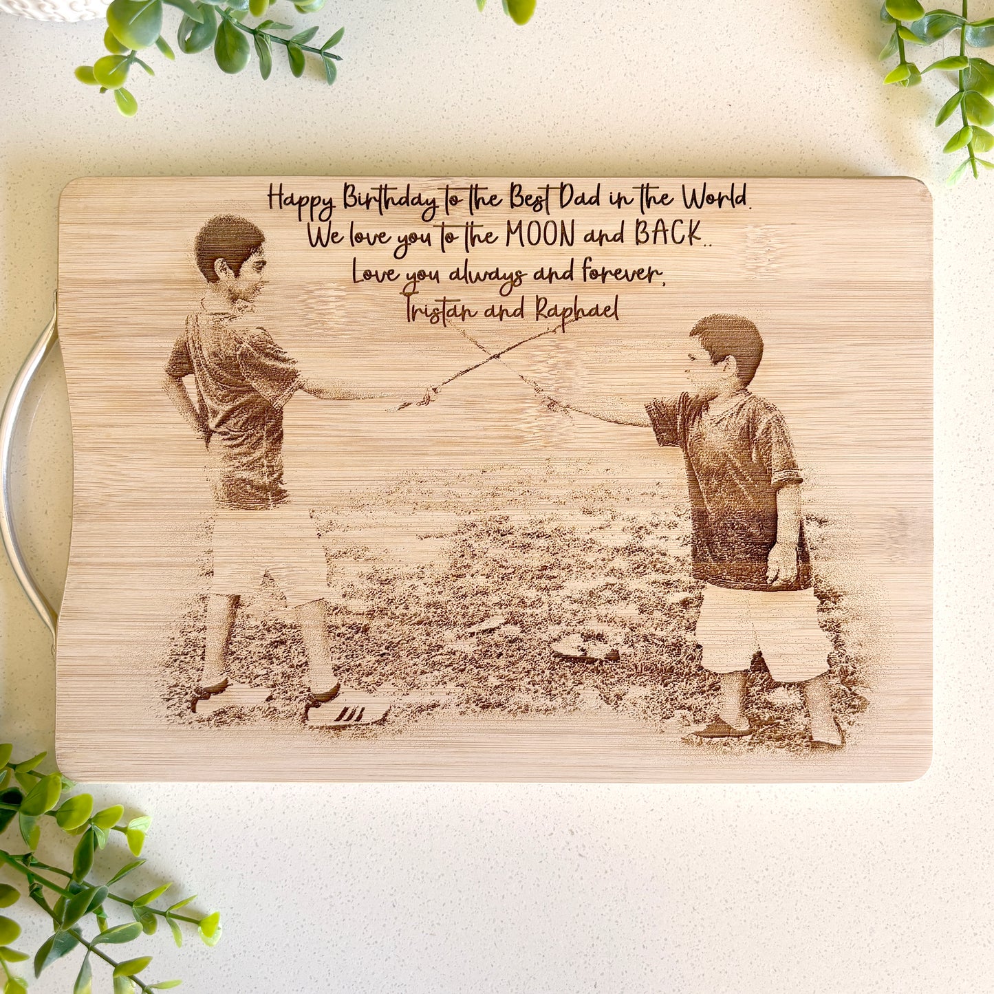 For Dad Photo engraved personalized cutting board