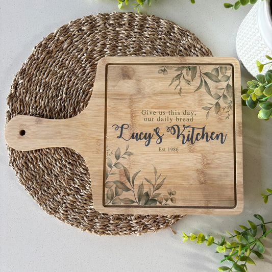 Personalised Wooden Serving Board with Custom Message & Name